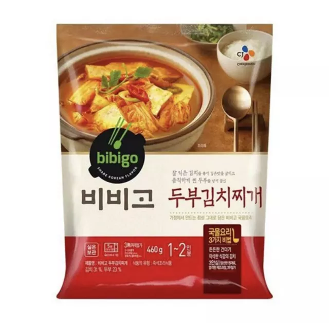 Korean Bibigo Pre-made Packaged Tofu Kimchi/Soybean Paste Soup 2pks