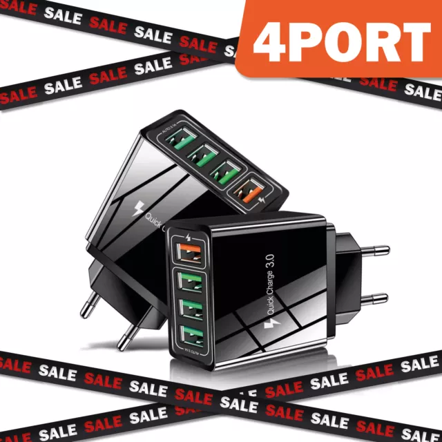 Chargeur Rapidement Fiche 4x Port USB 5V-3A Adaptateur Pour Téléphone Portable