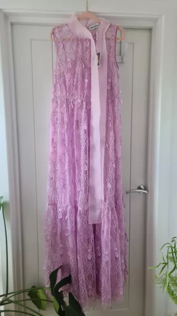 Self Portrait Guipure Lilac Lace Maxi Dress Size 10 - RRP £550