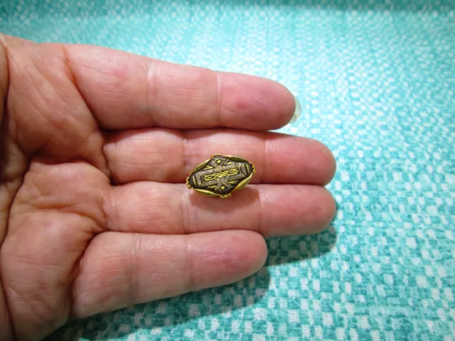 Vintage Enamel Spanish Damascene Lapel Brooch Pin / Small / F