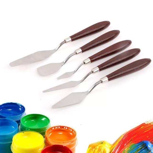 5pcs Wood Handle Oil Painting Knives Palette Knife  Artist Crafts