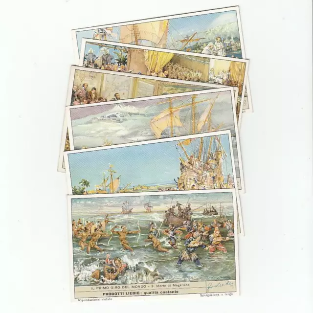 the first world tour - 6 Liebig trade cards - san1495ita issued in 1950