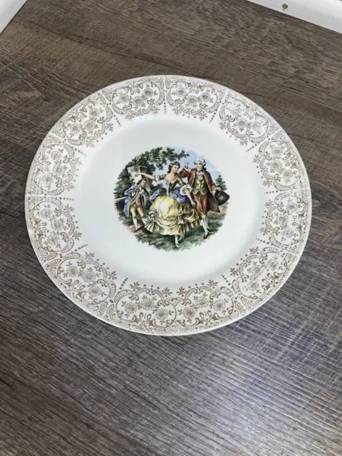 Vintage Sebring Pottery China Chantilly 22K Gold Dinner Plate 10 Inch USA