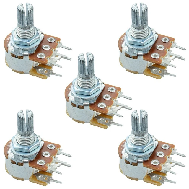 5 Potentiomètres Linéaires B250K Pour Guitare - Base Grande, Axe Fendu De 18 Mm - Pour Réglage Volume/ton