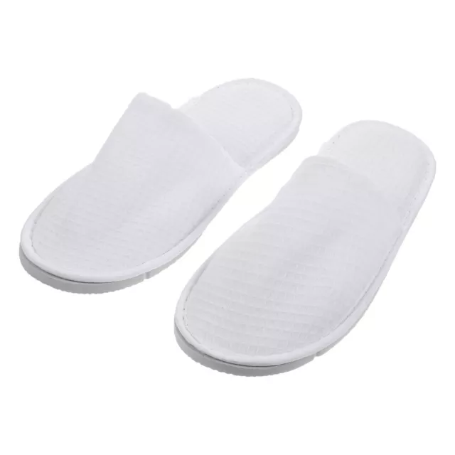 Pack of 2 Spa Salon Disposable Closed Toe Slippers - White Cotton
