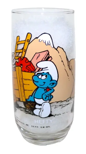 Hefty Hardee’s Smurf Glass Series Peyo ~ Wallace Berrie & Co 1982