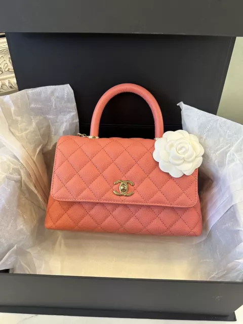 NWT 22A Chanel Pink Caviar Mini/Small Coco Handle Bag $5,000.00 - PicClick