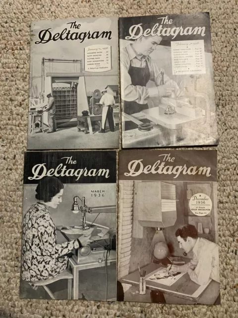 Deltagram Great Depression 1936 wood working Trade Magazine Lot Of 4