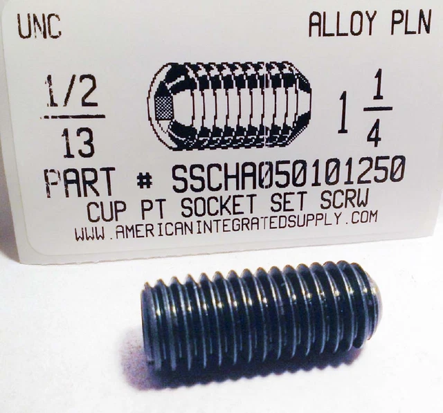 1/213X11/4 HEX SOCKET Set Screws Cup Point Alloy Steel (10) 15.25