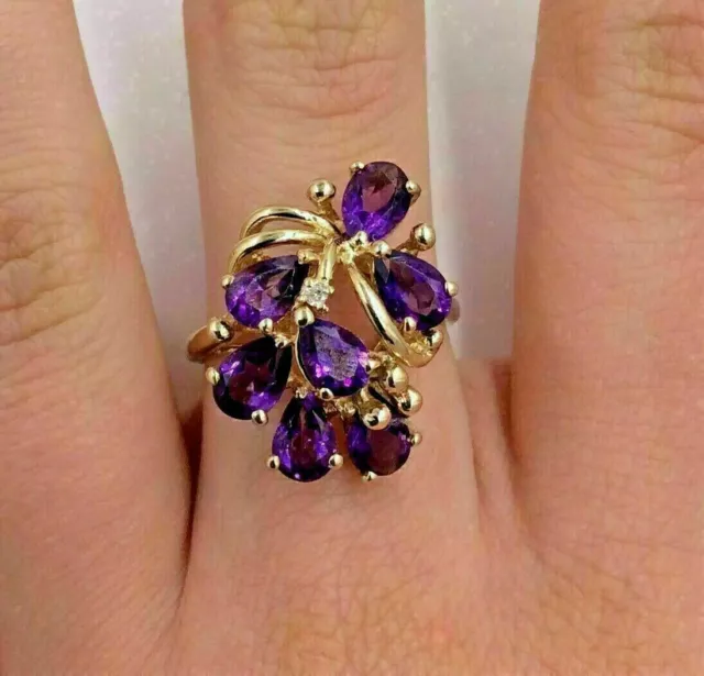 5.20Ct Simulated Amethyst Pretty Weddings Ring 925 Silver Gold Plated