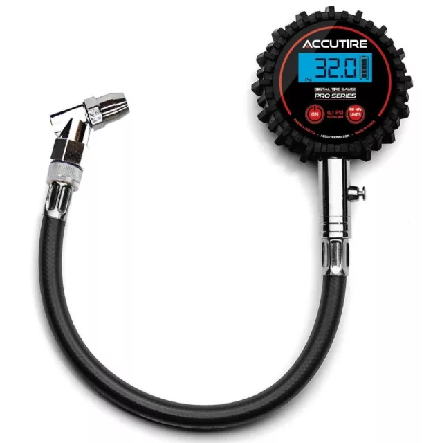 ACCUTIRE Digital Tyre  Pressure Gauge LCD 0.1 Res &Bag w/ Pro-Push Nozzle M1 NEW