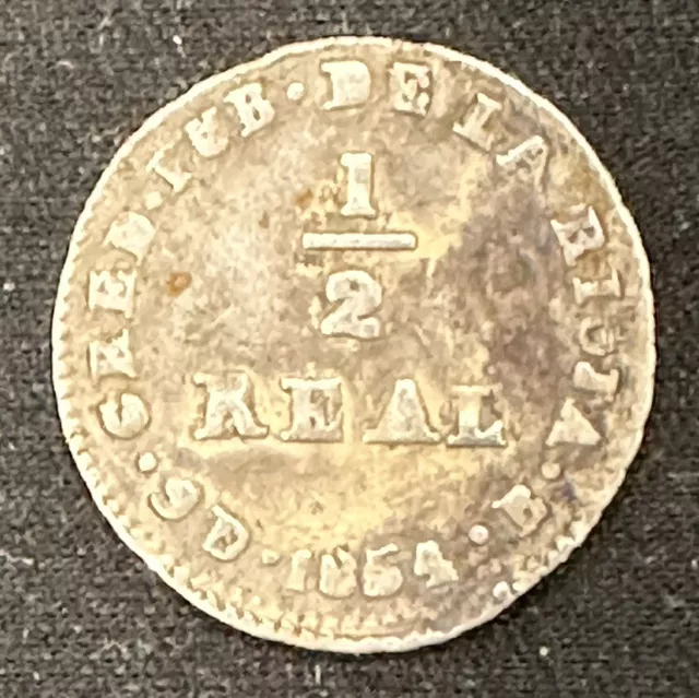 1854 Argentina La Rioja Silver 1/2 Real Silver Coin half real Rio de la Plata