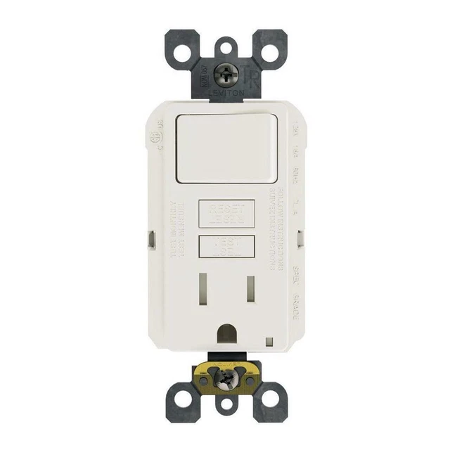 SMARTLOCKPRO SELF TEST GFCI Outlet Switch 15 Amp 125 Volt Combo Tamper