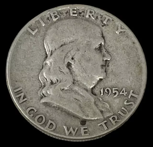 1954 Ben Franklin Half Dollar  * 90% Silver *  ** FREE SHIPPING  ** -C14