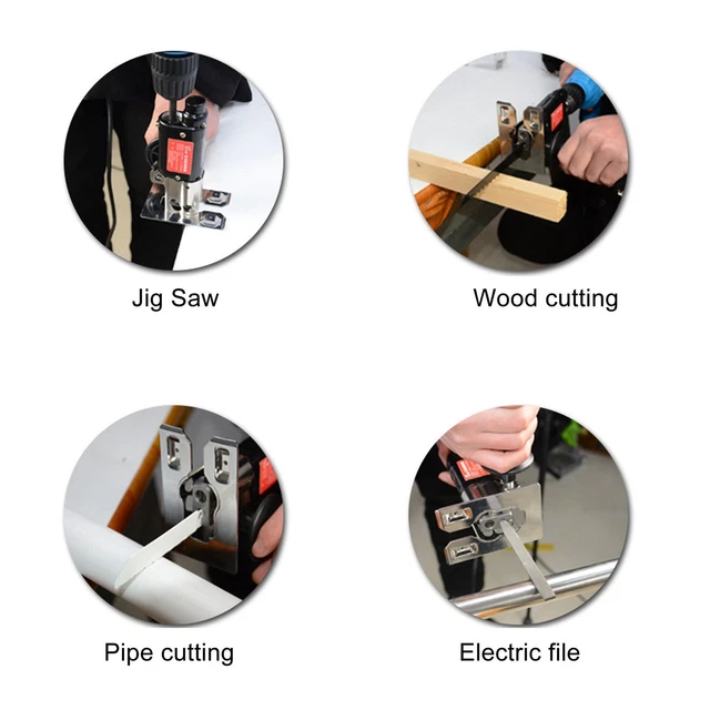 Adattatore Per Seghetto Alternativo Da Trapano - Convertitore Portatile Con 3 Lame | Per Legno, Metallo - Foto 11