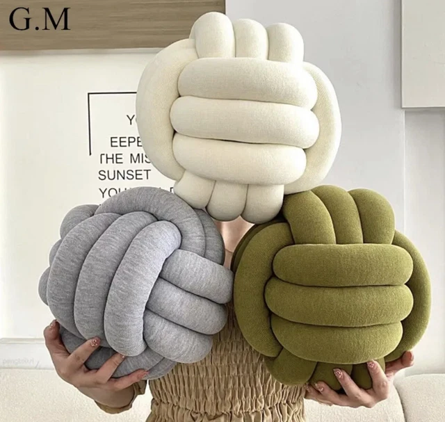Olive Green Knot Ball Pillow