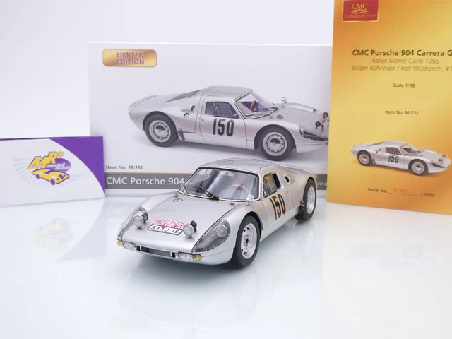 CMC 1:18 Porsche 904 Carrera GTS #150 2nd Rallye Monte Carlo 1965 Böhringer, Wütherich M-231