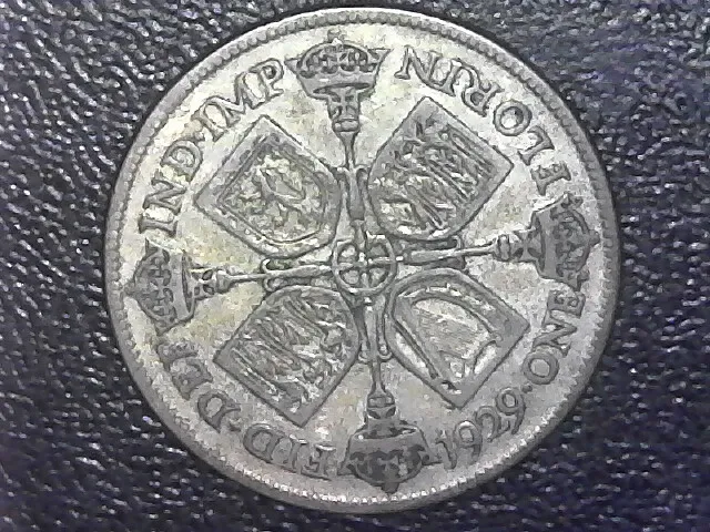 1929 UK Great Britain 1 Florin Silver Coin George V