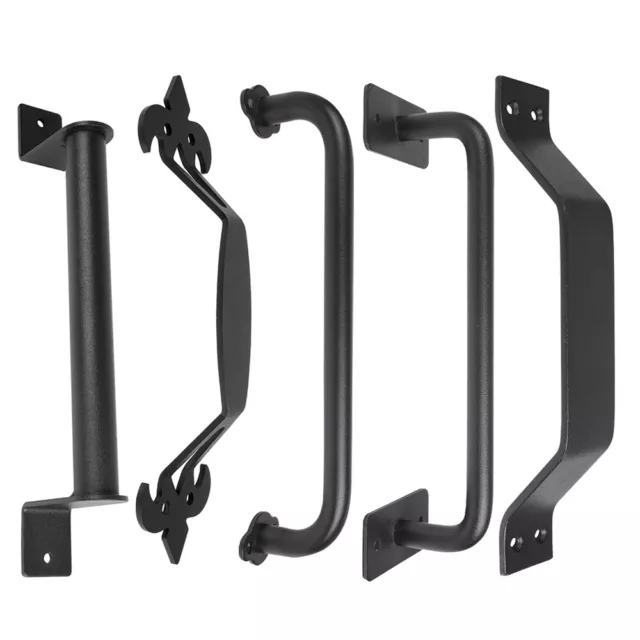 Sliding Barn Door Pull and Flush Door Handle Set Matte Black 11" 8.7" 8.9"