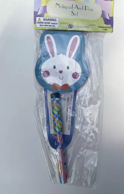 Bunny Notepad And Pen Set Easter New With Tags