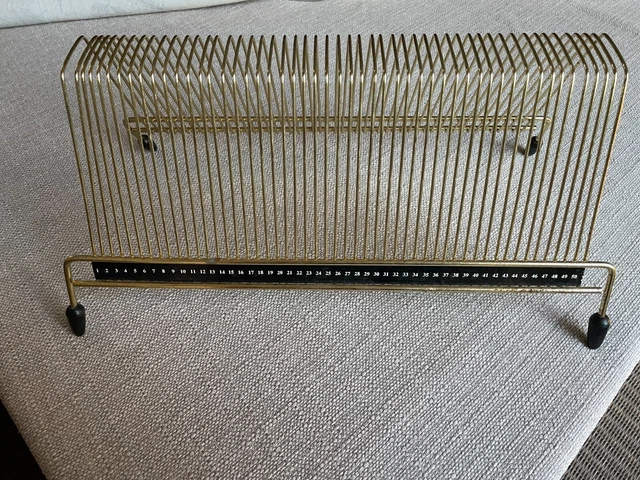 Vintage ~ 60's  Brass Tone Metal Vinyl  45's Record Holder Rack