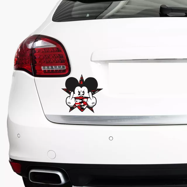 Lot de 2 autocollants Mickey Mouse gangster rouge 9 x 8,3 cm film sticker voiture R109 3