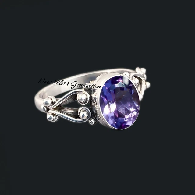 Bague fleuriste faite à la main en argent sterling 925 avec bijoux en