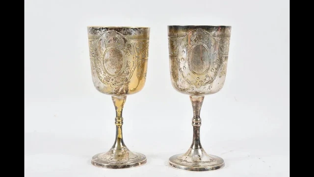 Paar antike Kelche versilbert, um 1900 Antik Jugendstil Paar antike Kelche versilbert, um 1900 Antik Jugendstil