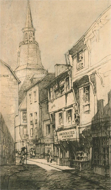 F. Goldsbrough - Eau-Forte Signée Fin Xixe Siècle, Dinan, France