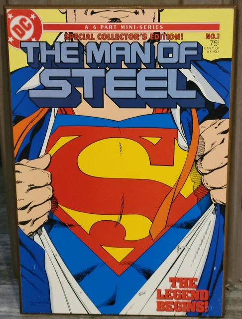 Superman the Man of Steel Mini-Series DC Comics Cover Wooden Wall Hanging