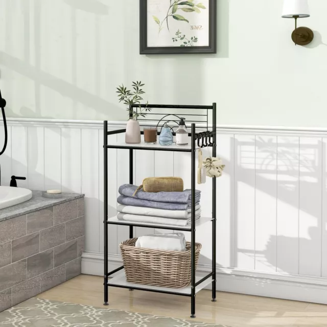 3-Tier Metal Freestanding Storage Shelf,Standing Bathroom Shelves with 3 x PP...