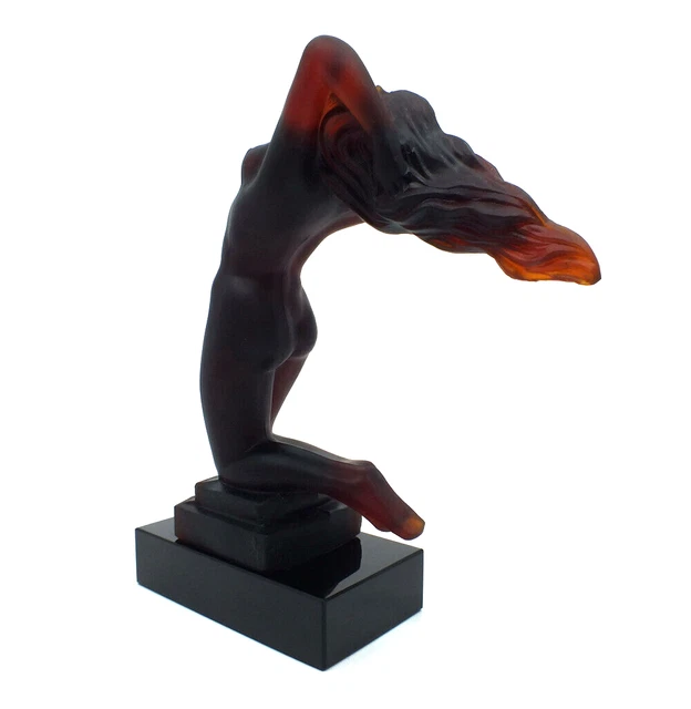 Lalique Chrysis · Figur weiblicher Akt auf Sockel, topasfarben · Art Deco Böhmen
