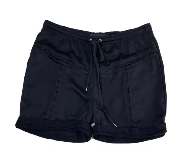 Alexander Wang Womens Small Satin Drawstring Waist Shorts Black