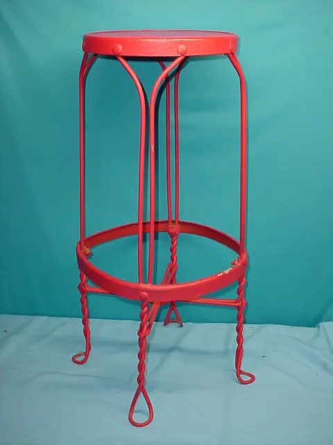 Antique 30.5" Twisted Wrought Iron Ice Cream Parlor Bar Stool MCM Plant Stand