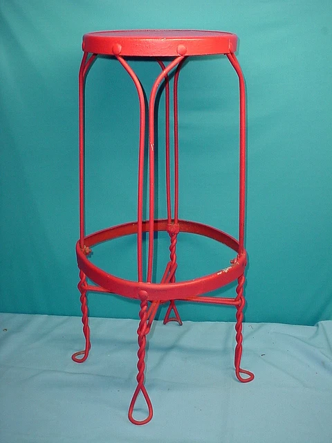Antique 30.5" Twisted Wrought Iron Ice Cream Parlor Bar Stool MCM Plant Stand
