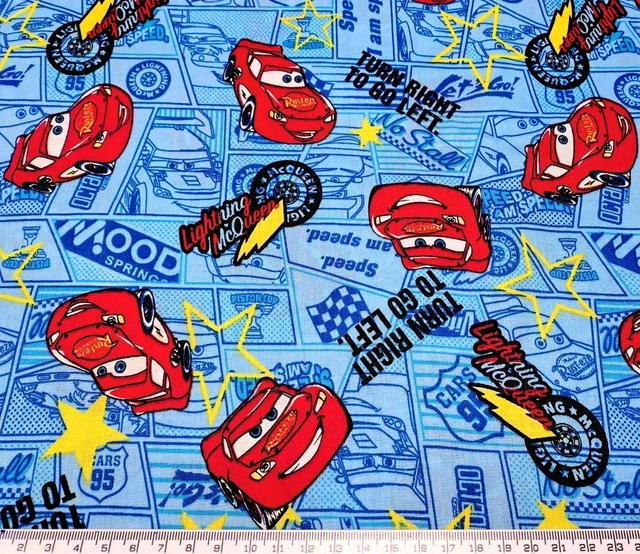 Disney Cars Pattern DISNEY PIXAR CARS Lightning McQueen Woven Cotton Fabric, Sewing ...