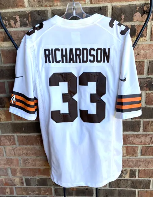 NFL Cleveland Browns Trent Richardson 33 Nike On Field White Sewn Jersey Men M