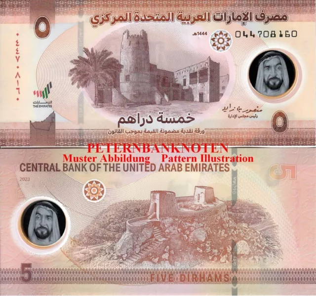 V. A. EMIRATE / EMIRATES 5 Dirhams 2023  Polymer Unc P 36  6195#  Kassenfrisch..