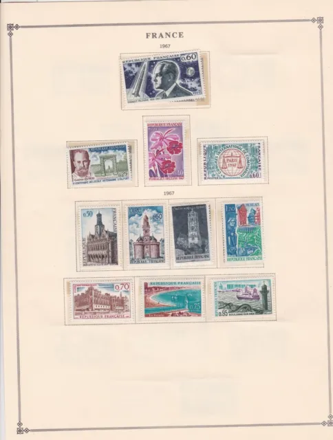 france 1967 stamps page mounted mint & used ref 17489