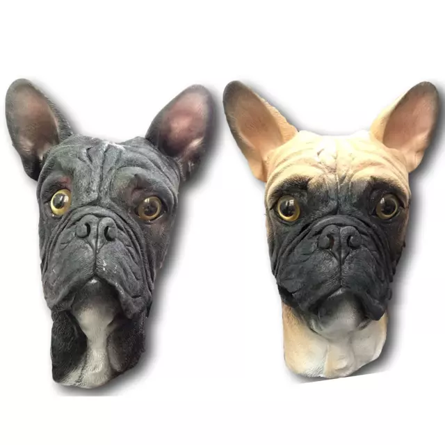 French Bulldog Mask Full Head Deluxe Latex Dog Animal Masks Fancy Dress Costume