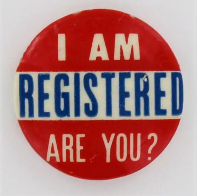 SCLC Voter Registration Button 1960 Mississippi Alabama Segregation Black P1159