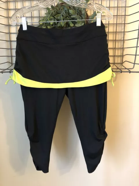 RYKA SKIRT SKIRTED Crop Capri Leggings Black Green Size Small S