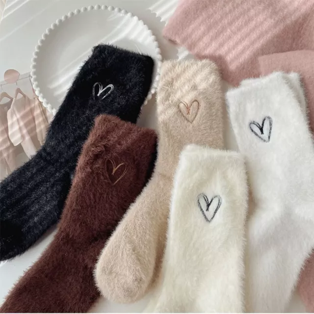 Warm Soft Fluffy Bed Socks Cartoon Love Home Floor Calcetines