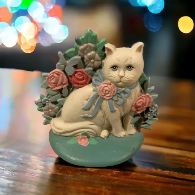 Vintage Kurt Adler Cast Iron Door Stopper Stay White Kitten Cat Butterflies