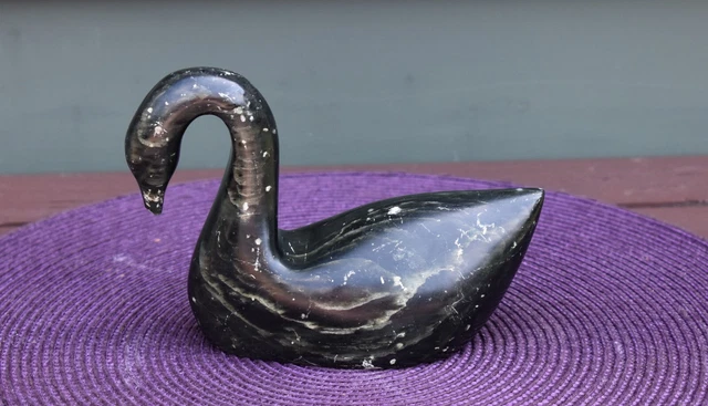 Signed Dark Green Soapstone / Steatite Sculpture by Ross Parkinson of Swan