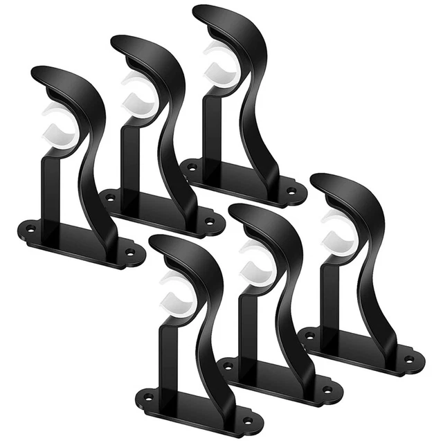 Curtain Rod Bracket, 6 Pack Curtain Rod Hooks for Wall Drapery Single Rods
