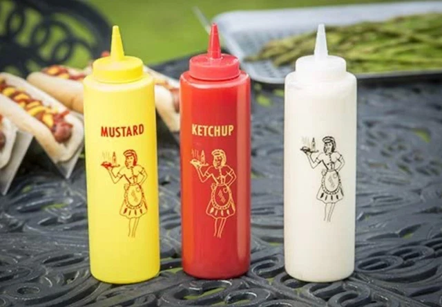 TableCraft 3-Piece Nostalgia Squeeze Bottle Set, 12-Ounce