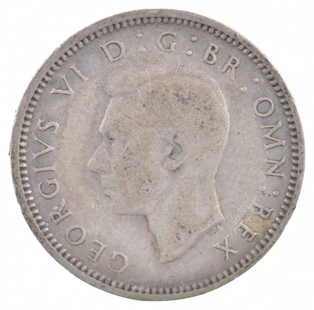 Roughly the Size of a Dime 1942 Great Britain 6 Pence World Silver Coin *235