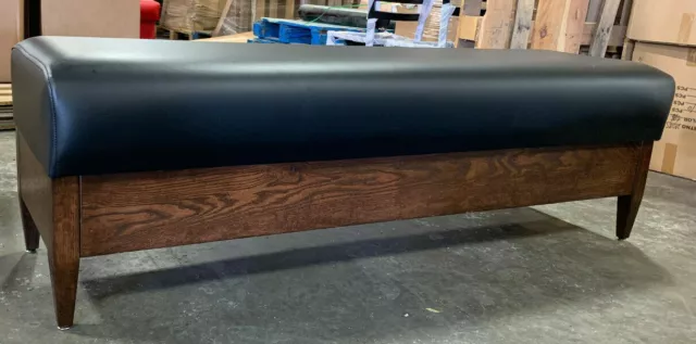 Restaurant  wooden frame bench with padded seat and open base
