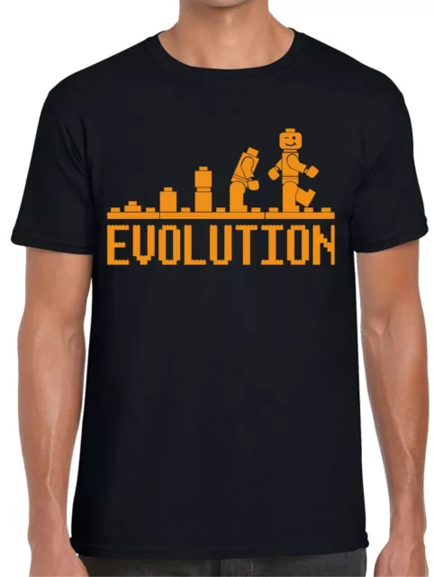 Nuova T-shirt da uomo idea regalo ironica Evolution Lego Robot Costruzioni MAN